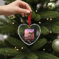 Feral Girl Summer Heart Crystal Glass Ornament Funny Raccoon Summer Beach Meme