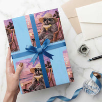 Feral Girl Summer Wrapping Paper Roll Funny Raccoon Summer Beach Meme