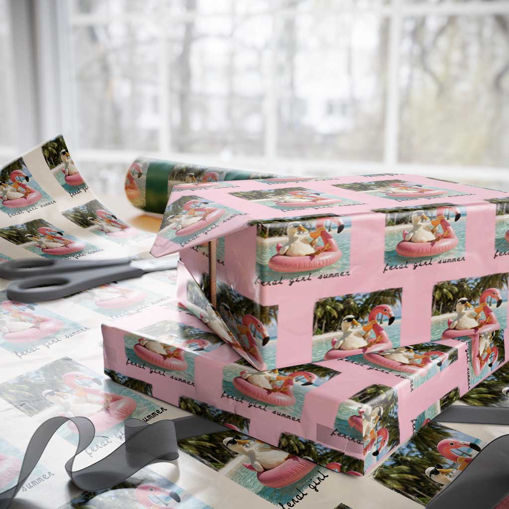 Feral Girl Summer Wrapping Paper Roll Silly Goose Summer Beach Meme