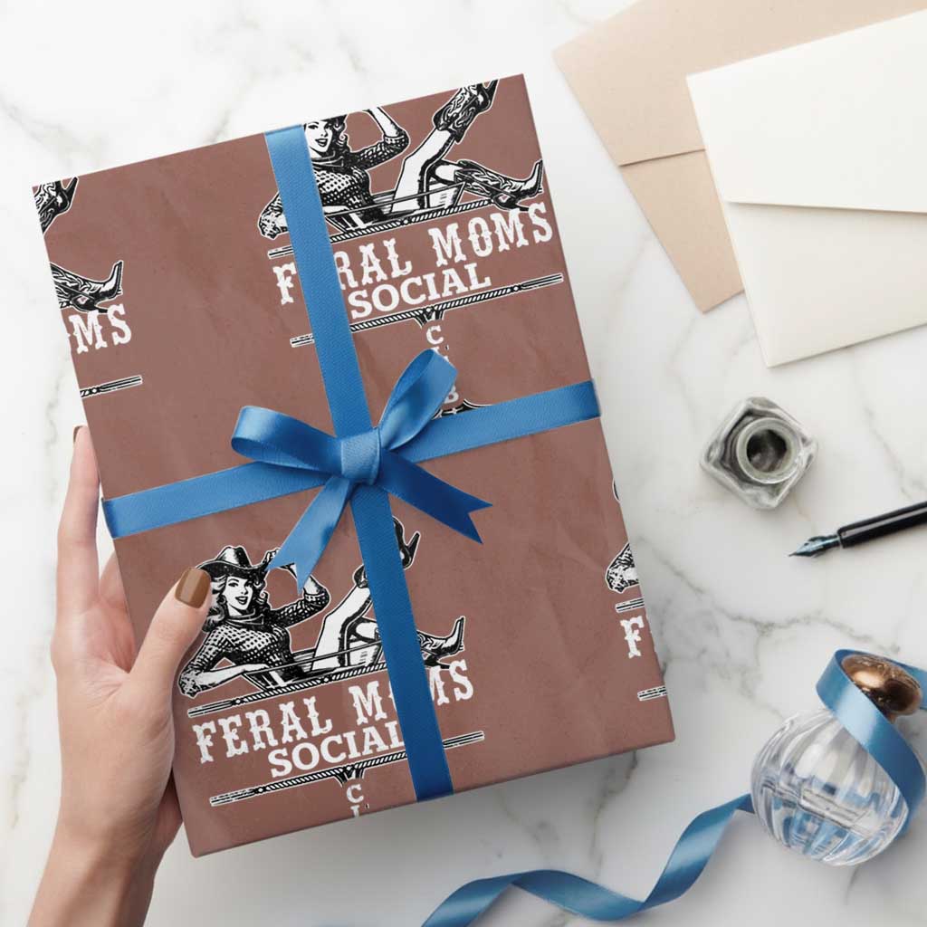 Feral Moms Social Club Wrapping Paper Roll Western Cowgirl Mom Mother’s Day Gift