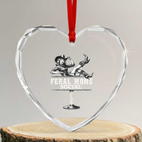 Feral Moms Social Club Heart Crystal Glass Ornament Western Cowgirl Mom Mother’s Day Gift
