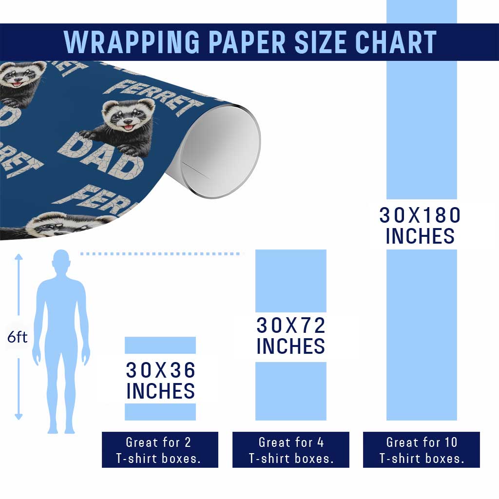 Ferret Dad Life Wrapping Paper Roll Cute Exotic Animal Parent Gift
