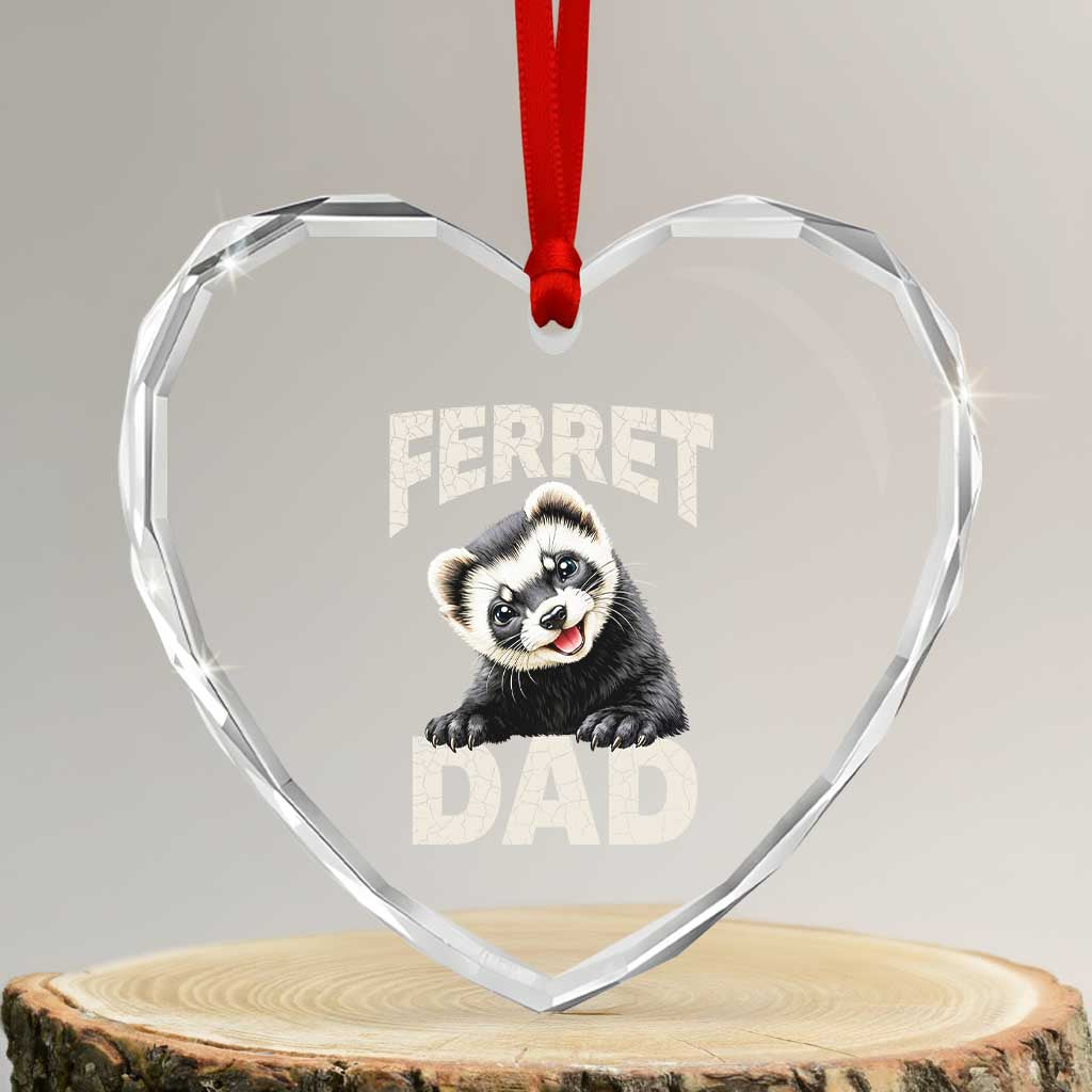 Ferret Dad Life Heart Crystal Glass Ornament Cute Exotic Animal Parent Gift