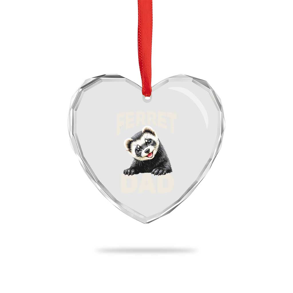 Ferret Dad Life Heart Crystal Glass Ornament Cute Exotic Animal Parent Gift