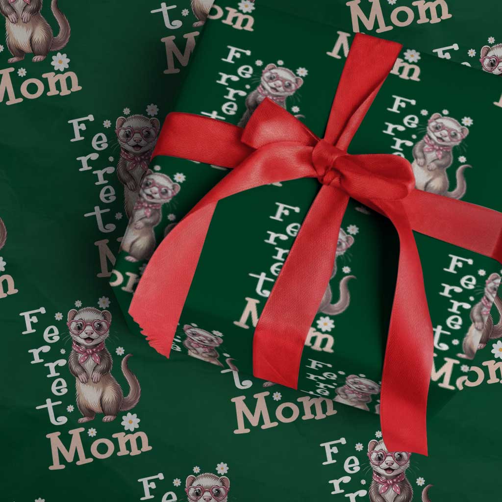 Ferret Mom Life Wrapping Paper Roll Funny Cute Polecat Ferret Lover