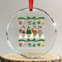 Festive Goose On The Loose Christmas Crystal Glass Ornament Cute Xmas Duck Silly Gooses Coquette Bow - Wonder Print Shop