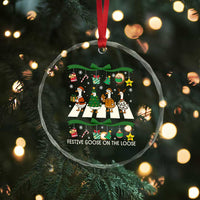 Festive Goose On The Loose Christmas Crystal Glass Ornament Cute Xmas Duck Silly Gooses Coquette Bow - Wonder Print Shop