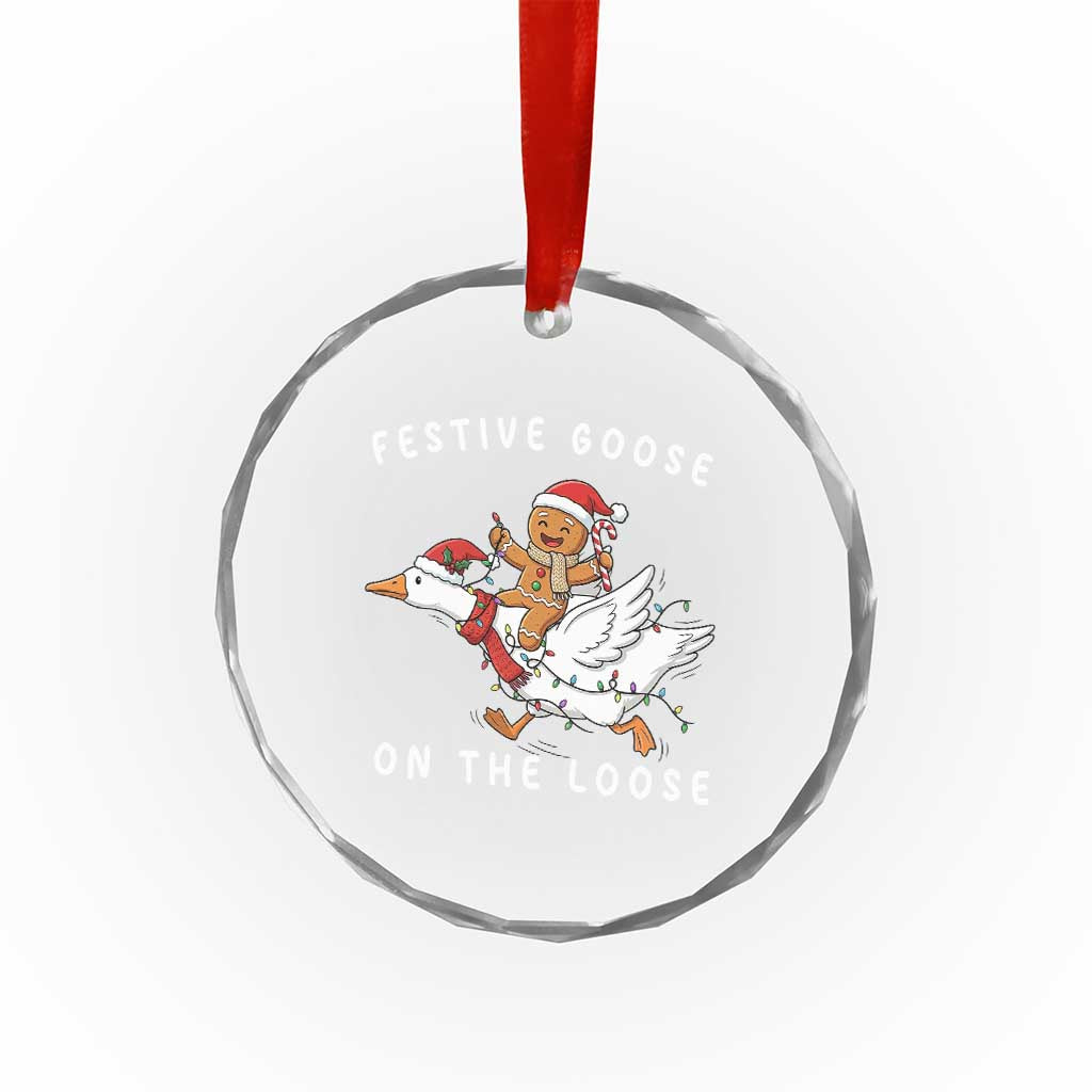 Festive Goose On The Loose Christmas Crystal Glass Ornament Funny Goose Gingerbread Xmas - Wonder Print Shop