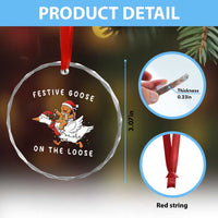 Festive Goose On The Loose Christmas Crystal Glass Ornament Funny Goose Gingerbread Xmas - Wonder Print Shop