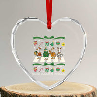 Festive Goose On The Loose Christmas Heart Crystal Glass Ornament Cute Xmas Duck Silly Gooses Coquette Bow - Wonder Print Shop