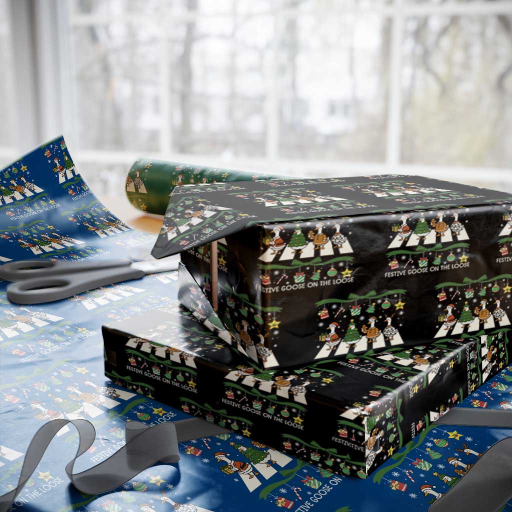Festive Goose On The Loose Christmas Wrapping Paper Roll Cute Xmas Duck Silly Gooses Coquette Bow - Wonder Print Shop