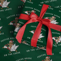 Festive Goose On The Loose Christmas Wrapping Paper Roll Funny Goose Gingerbread Xmas - Wonder Print Shop