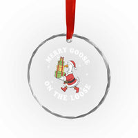 Festive Goose on The Loose Crystal Glass Ornament Funny Goose Christmas Meme - Wonder Print Shop