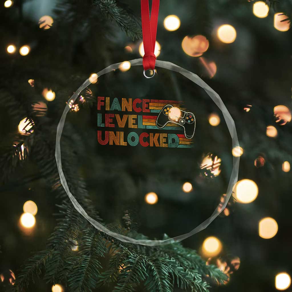 Fiance Level Unlocked Crystal Glass Ornament Retro Engaged Gifts For Him Gamer