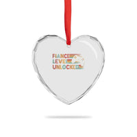 Fiance Level Unlocked Heart Crystal Glass Ornament Retro Engaged Gifts For Him Gamer
