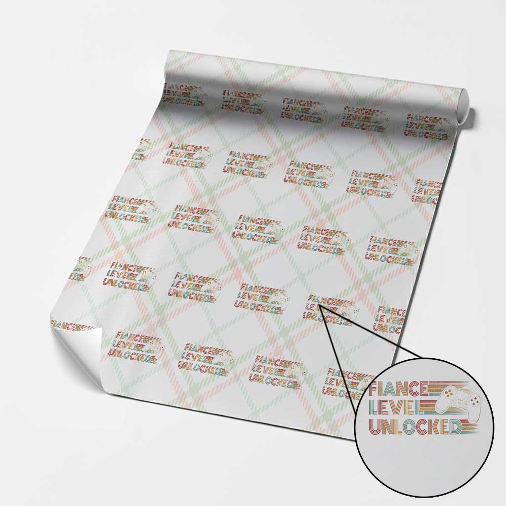 Fiance Level Unlocked Wrapping Paper Roll Retro Engaged Gifts For Him Gamer