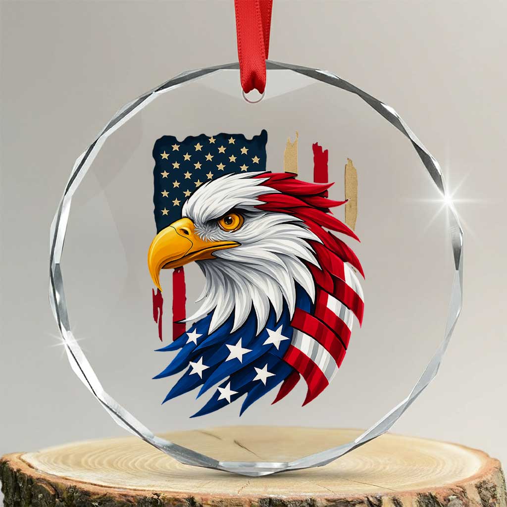 Fierce American Eagle Crystal Glass Ornament Bold Patriotic 4th of July USA Freedom - Wonder Print Shop
