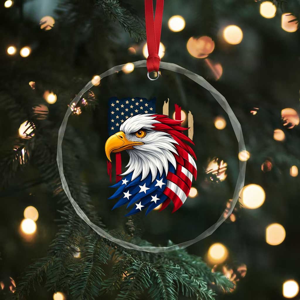 Fierce American Eagle Crystal Glass Ornament Bold Patriotic 4th of July USA Freedom TS02