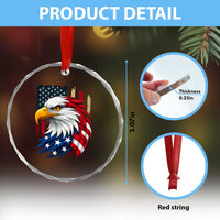 Fierce American Eagle Crystal Glass Ornament Bold Patriotic 4th of July USA Freedom TS02