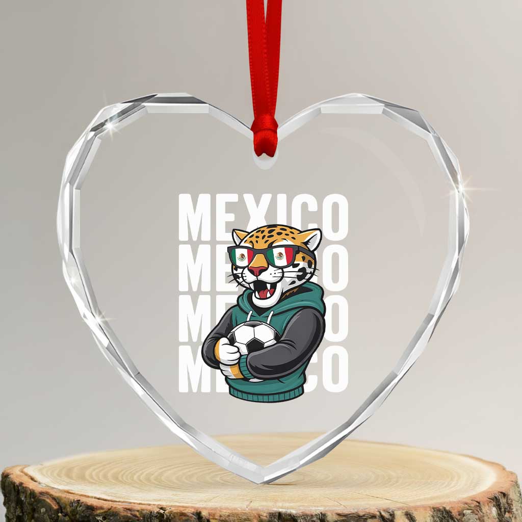 Fierce Mexico Jaguar Soccer Pride Fan Gift Heart Crystal Glass Ornament