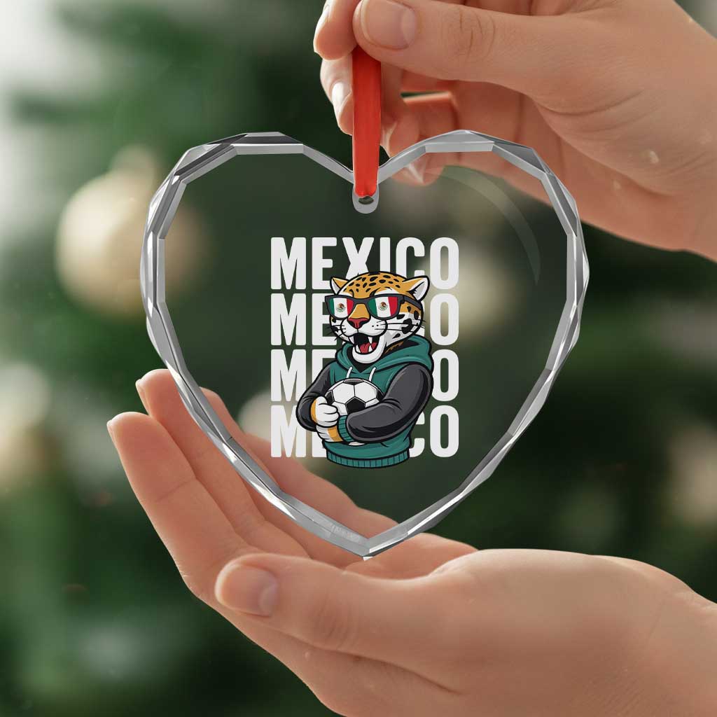 Fierce Mexico Jaguar Soccer Pride Fan Gift Heart Crystal Glass Ornament