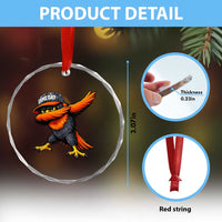 Fierce Oriole Spirit Graphic Crystal Glass Ornament Cool Game Day Sports Fan