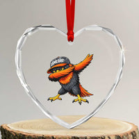 Fierce Oriole Spirit Graphic Heart Crystal Glass Ornament Cool Game Day Sports Fan