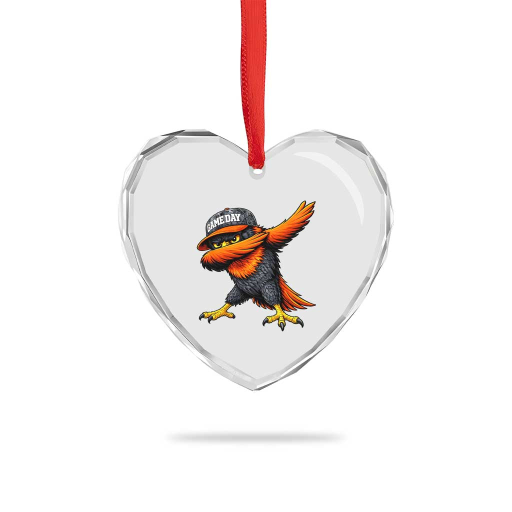 Fierce Oriole Spirit Graphic Heart Crystal Glass Ornament Cool Game Day Sports Fan