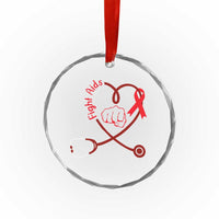 Fight AIDS Nurse Crystal Glass Ornament Red Ribbon HIV Awareness Gift - Wonder Print Shop