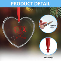 Fight AIDS Nurse Heart Crystal Glass Ornament Red Ribbon HIV Awareness Gift - Wonder Print Shop