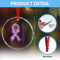 Fight Alzheimers Awareness Support Crystal Glass Ornament Purple Ribbon Floral Butterfly