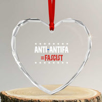 Fight Fascism Protest Anti Fascism Heart Crystal Glass Ornament Vintage Stars And Stripes - Wonder Print Shop