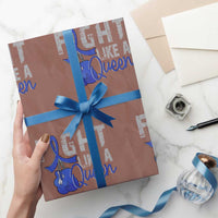 Fight Like A Queen Wrapping Paper Roll Blue Ribbon Colon Cancer Awareness
