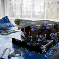 Fight Like A Queen Wrapping Paper Roll Blue Ribbon Colon Cancer Awareness