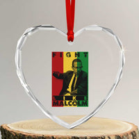 Fight Like Malcolm X Heart Crystal Glass Ornament African American Pride Gift - Wonder Print Shop