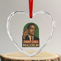 Fight Like Malcolm X Heart Crystal Glass Ornament Black History Month Inspirational Gift - Wonder Print Shop