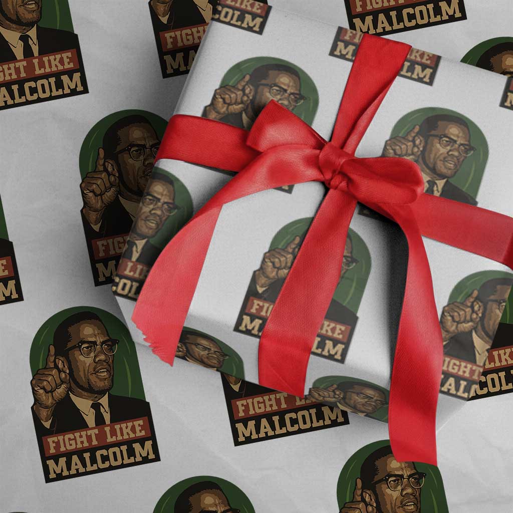 Fight Like Malcolm X Wrapping Paper Roll Black History Month Inspirational Gift - Wonder Print Shop
