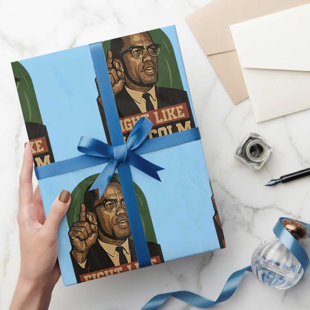 Fight Like Malcolm X Wrapping Paper Roll Black History Month Inspirational Gift - Wonder Print Shop