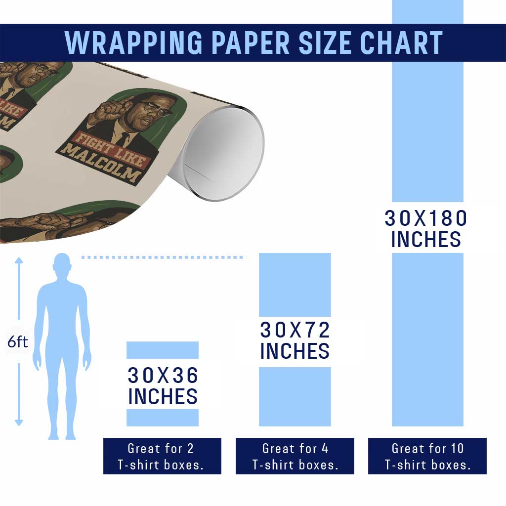 Fight Like Malcolm X Wrapping Paper Roll Black History Month Inspirational Gift - Wonder Print Shop