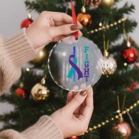 Fight Police Suicide Prevention Awareness American Flag Ribbon Support Crystal Glass Ornament