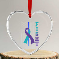Fight Police Suicide Prevention Awareness American Flag Ribbon Support Heart Crystal Glass Ornament