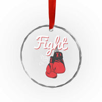 Fight Pray For A Cure Crystal Glass Ornament Red Ribbon HIV Awareness Boxing Gift - Wonder Print Shop