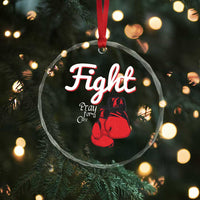 Fight Pray For A Cure Crystal Glass Ornament Red Ribbon HIV Awareness Boxing Gift - Wonder Print Shop