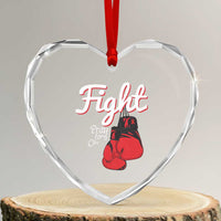 Fight Pray For A Cure Heart Crystal Glass Ornament Red Ribbon HIV Awareness Boxing Gift - Wonder Print Shop