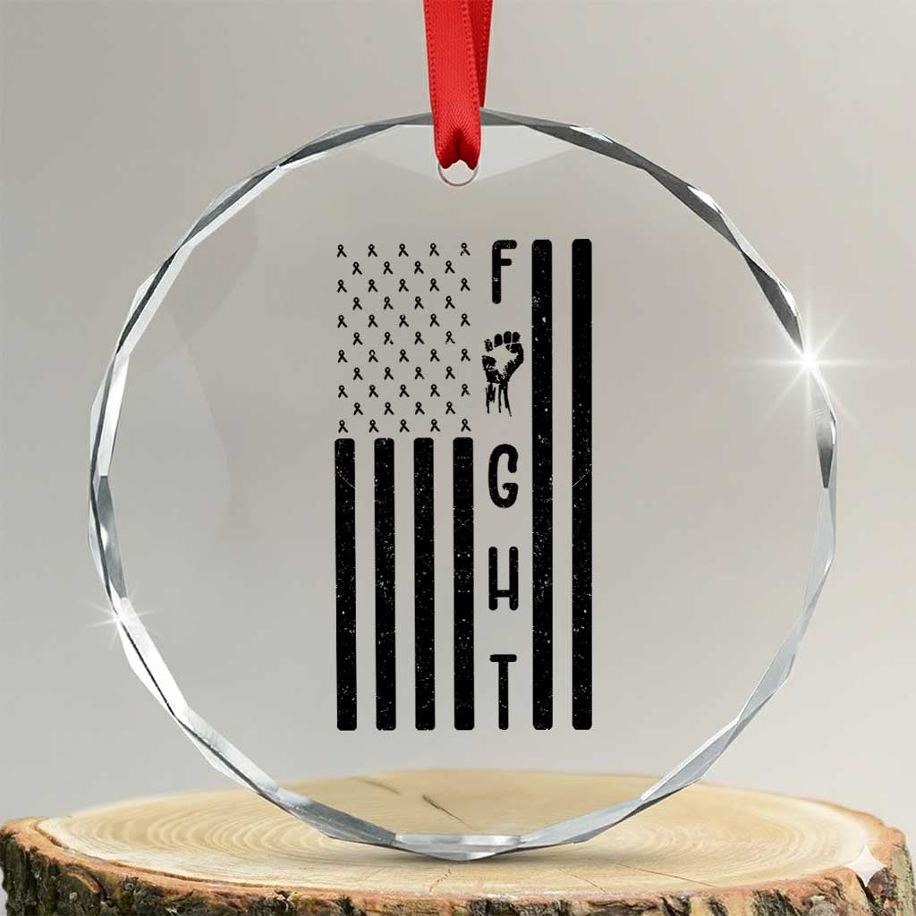 Fight Skin Cancer Melanoma Fighter USA Flag Crystal Glass Ornament