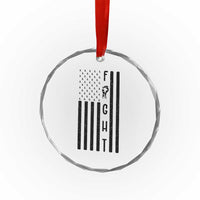 Fight Skin Cancer Melanoma Fighter USA Flag Crystal Glass Ornament