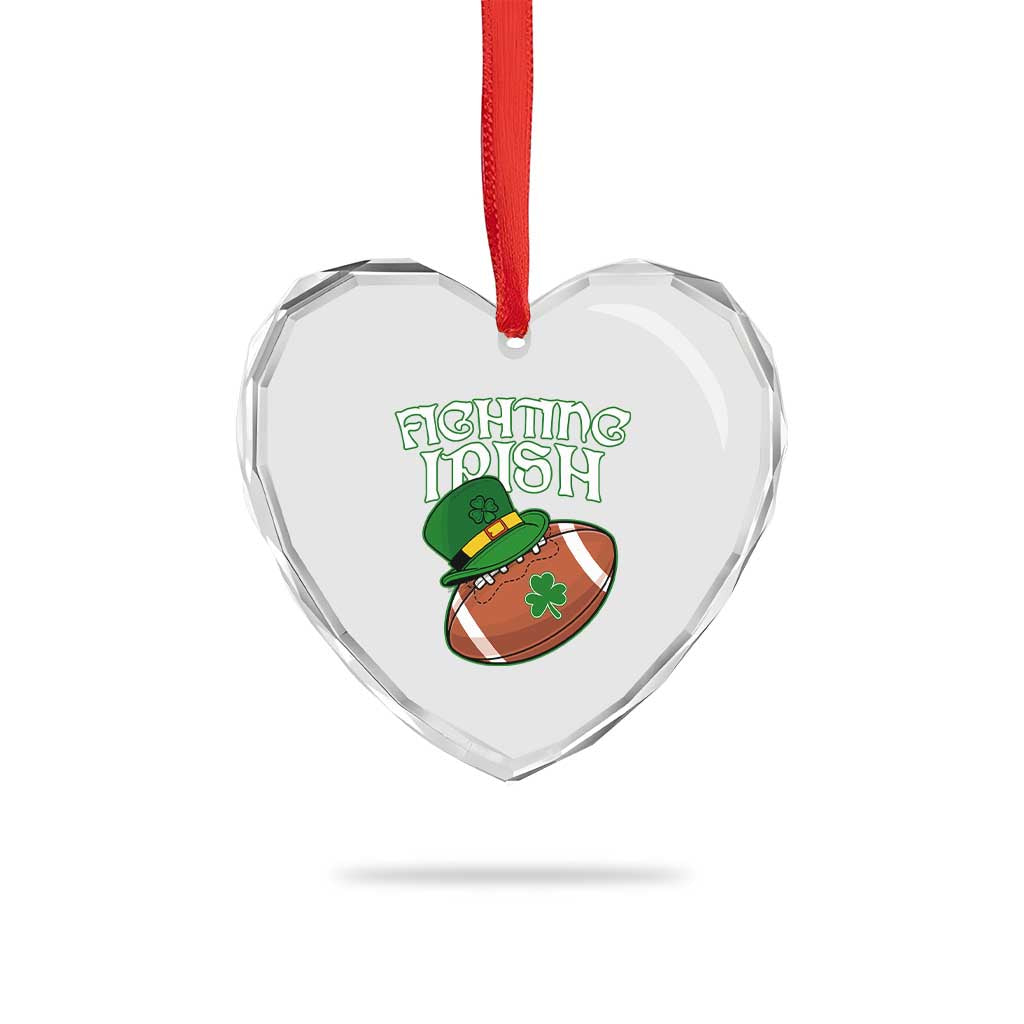 Fighting Irish Heart Crystal Glass Ornament Football Shamrock St Patricks Spirit Classic Vintage - Wonder Print Shop