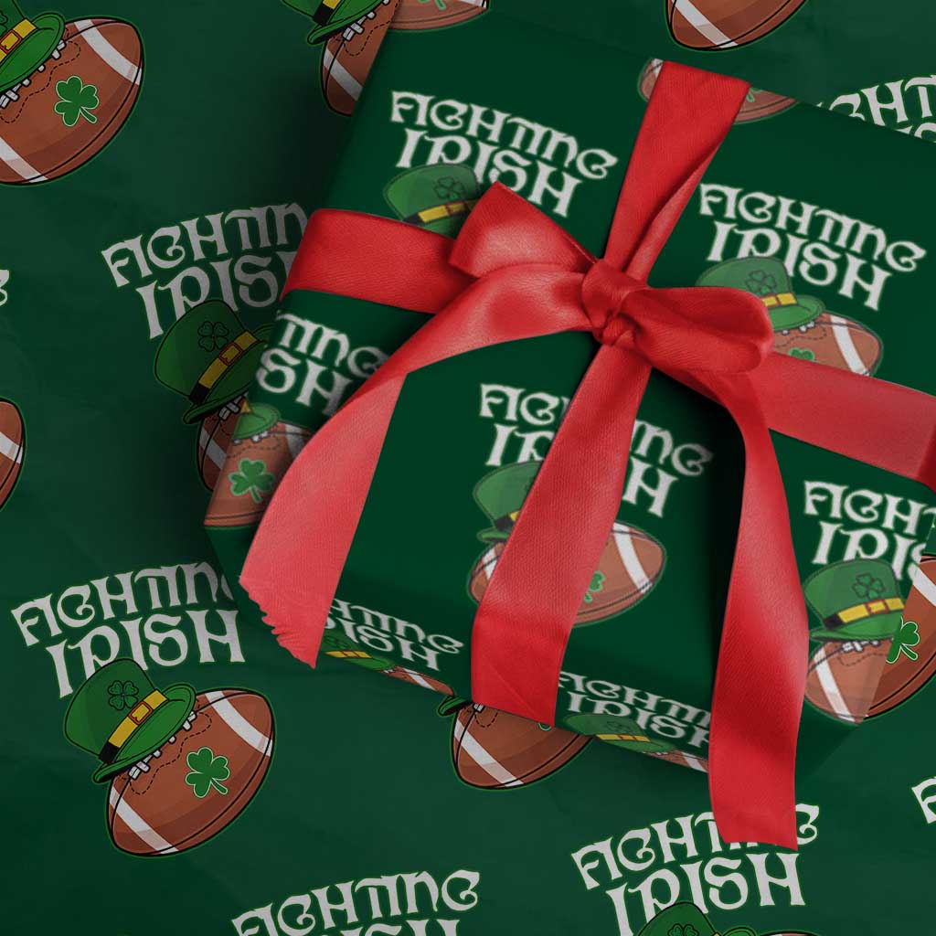 Fighting Irish Wrapping Paper Roll Football Shamrock St Patricks Spirit Classic Vintage - Wonder Print Shop