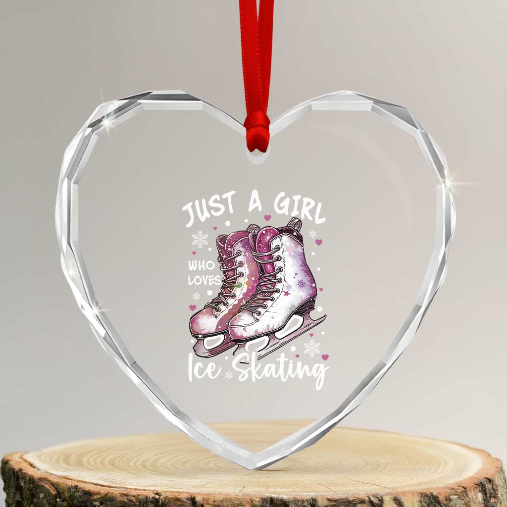 Figure Ice Skater Heart Crystal Glass Ornament Just A Girl Who Loves Ice Skating - Wonder Print Shop