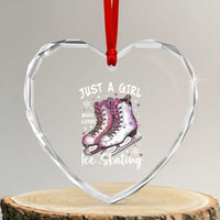 Figure Ice Skater Heart Crystal Glass Ornament Just A Girl Who Loves Ice Skating - Wonder Print Shop